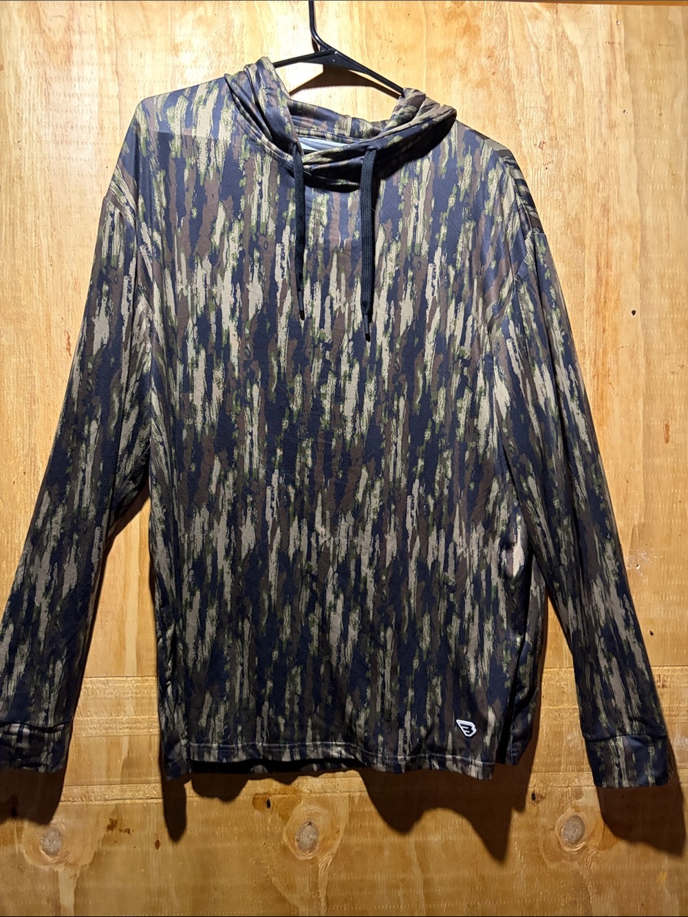BURLEBO Green and Navy Camo Lightweight Hooded Shirt Jacket